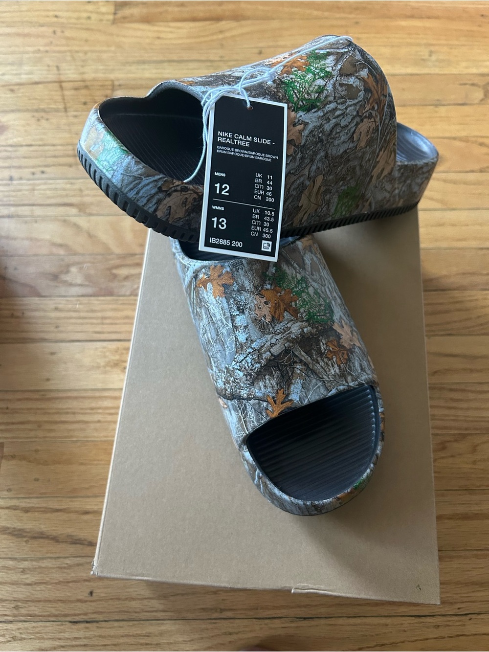 Nike Realtree Camo Slide Sandals in Gray, Brown & Green